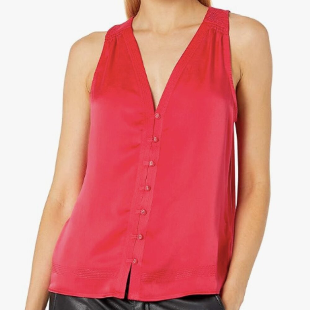 Joie Women's Tadita Top - Red Sleeveless Blouse Size M